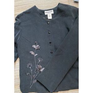 VINTAGE‎ Pendelton Women's 100% Silk Jacket with Floral Beaded Embroidery